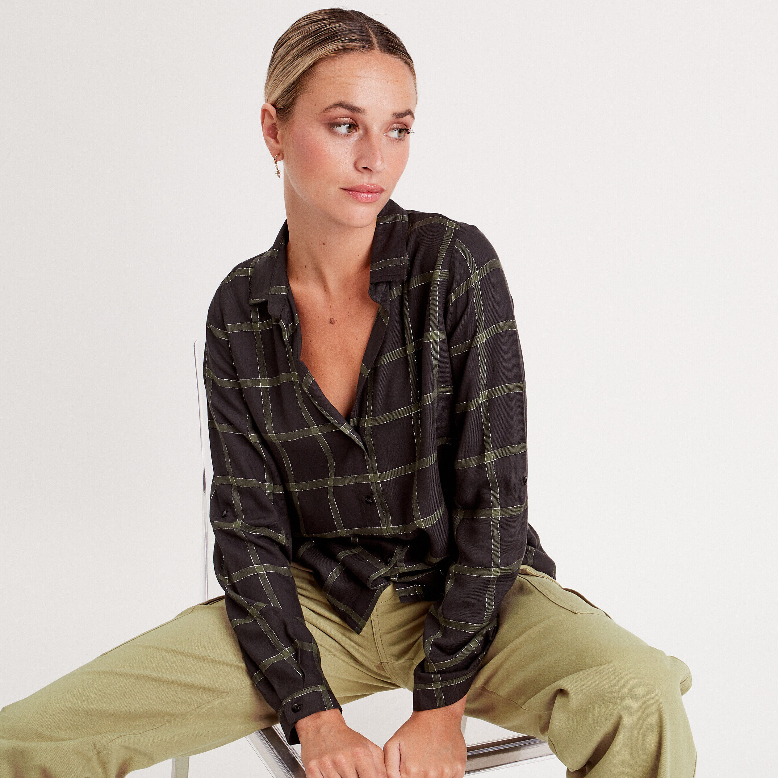 Chemise manches longues noir femme | Cache Cache