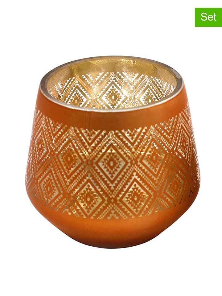 SiL Interiors 2er-Set: Kerzenständer in Hellbraun/ Rosa - (H)8 cm günstig kaufen onesize