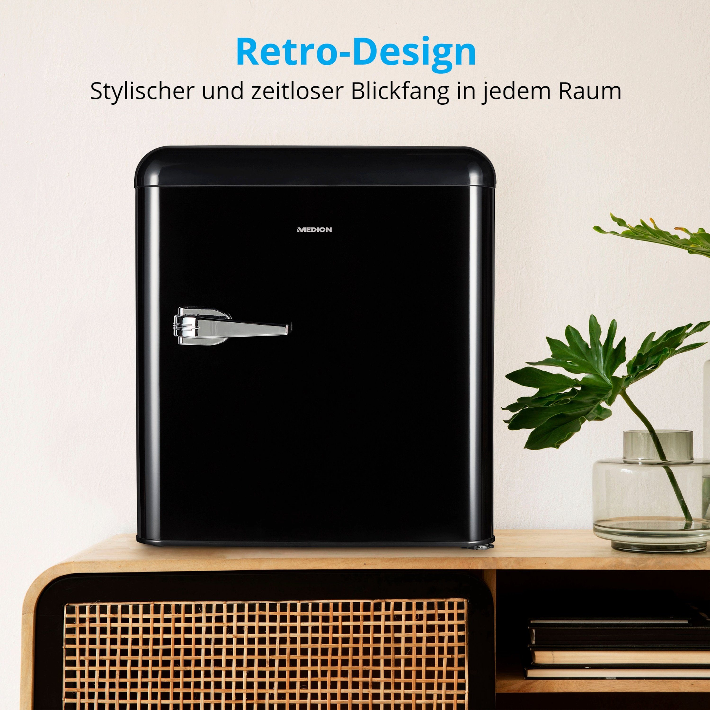 Medion® Kühlschrank MD 37171, 54 cm hoch, 48 cm breit, Retro Mini 42L / 41dB höhenverstellbare Füße F in schwarz, MD 37171