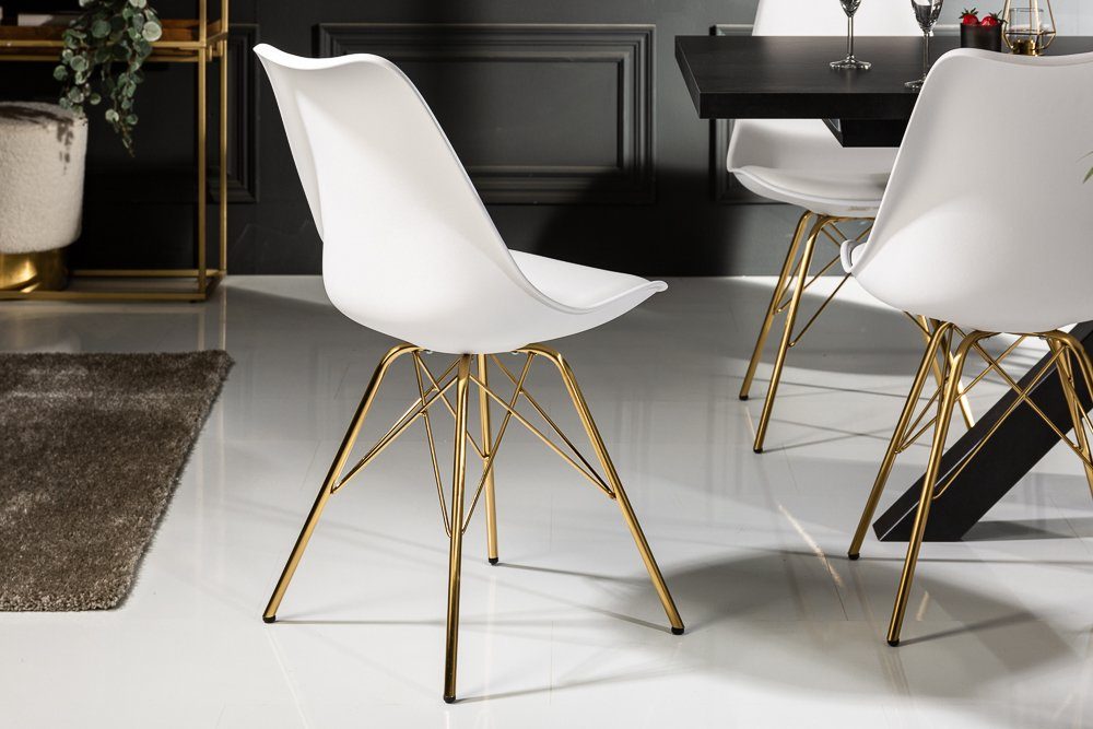 riess-ambiente Polsterstuhl SCANDINAVIA MEISTERSTÜCK weiß / gold (Einzelartikel, 1 St), Esszimmer · Kunstleder · Metall · Retro Design