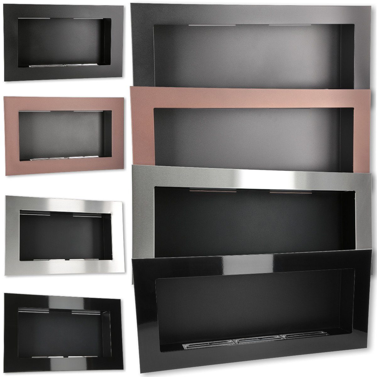 Stillerbursch Echtfeuer-Dekokamin Ethanol-Kamin mit Kaminglas zur Wandmontage Schwarz 65x40cm (Designkamin, 1-St., Wandkamin), Mit Bioethanol Brenner