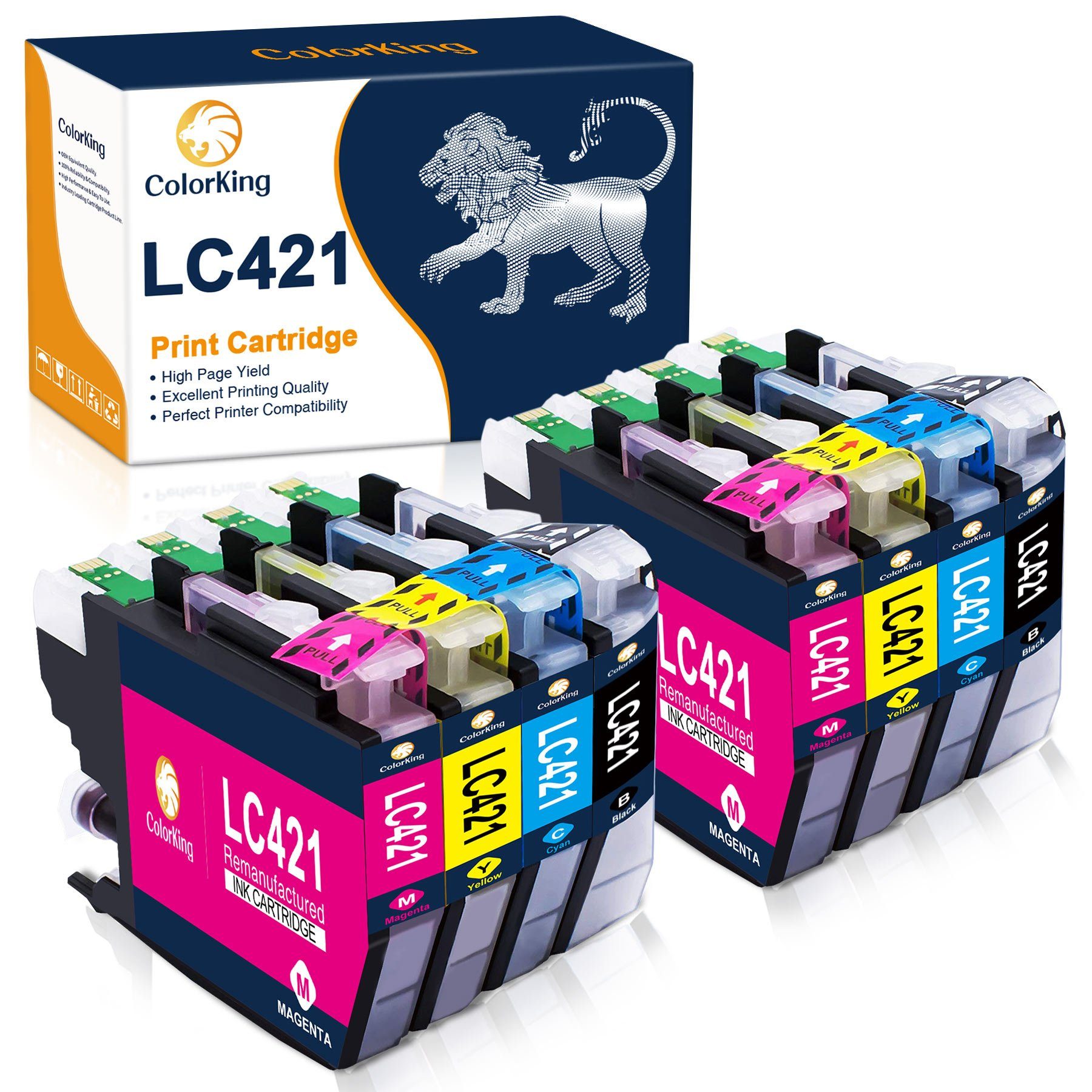 ColorKing 8er kompatible für Brother LC421 LC 421 Druckerpatronen Tintenpatrone (MFC-J1010DW DCP-J1050DW DCP-J1140DW DCP-J1800DW)