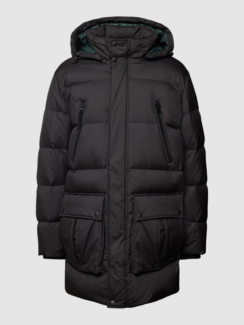 Daunenjacke in Stepp-Optik mit Pattentaschen in schwarz