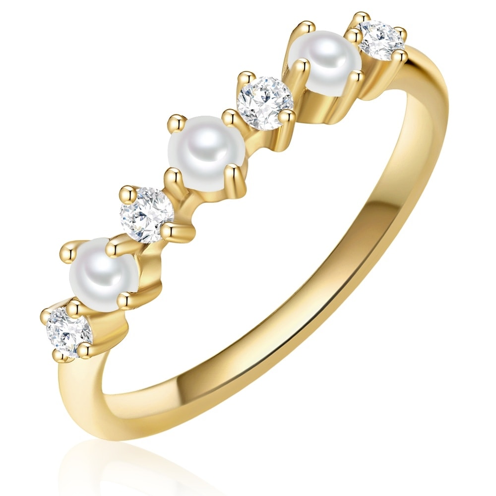 Glanzstücke München Bague en argent Argent sterling Oxyde de zirconium (CZ) Perle de culture d'eau do Bague