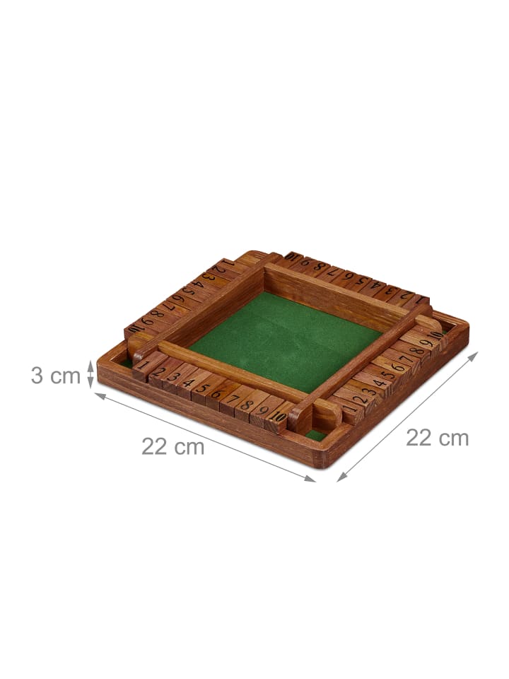 relaxdays Shut The Box Spiel in Braun/ Grün günstig kaufen onesize