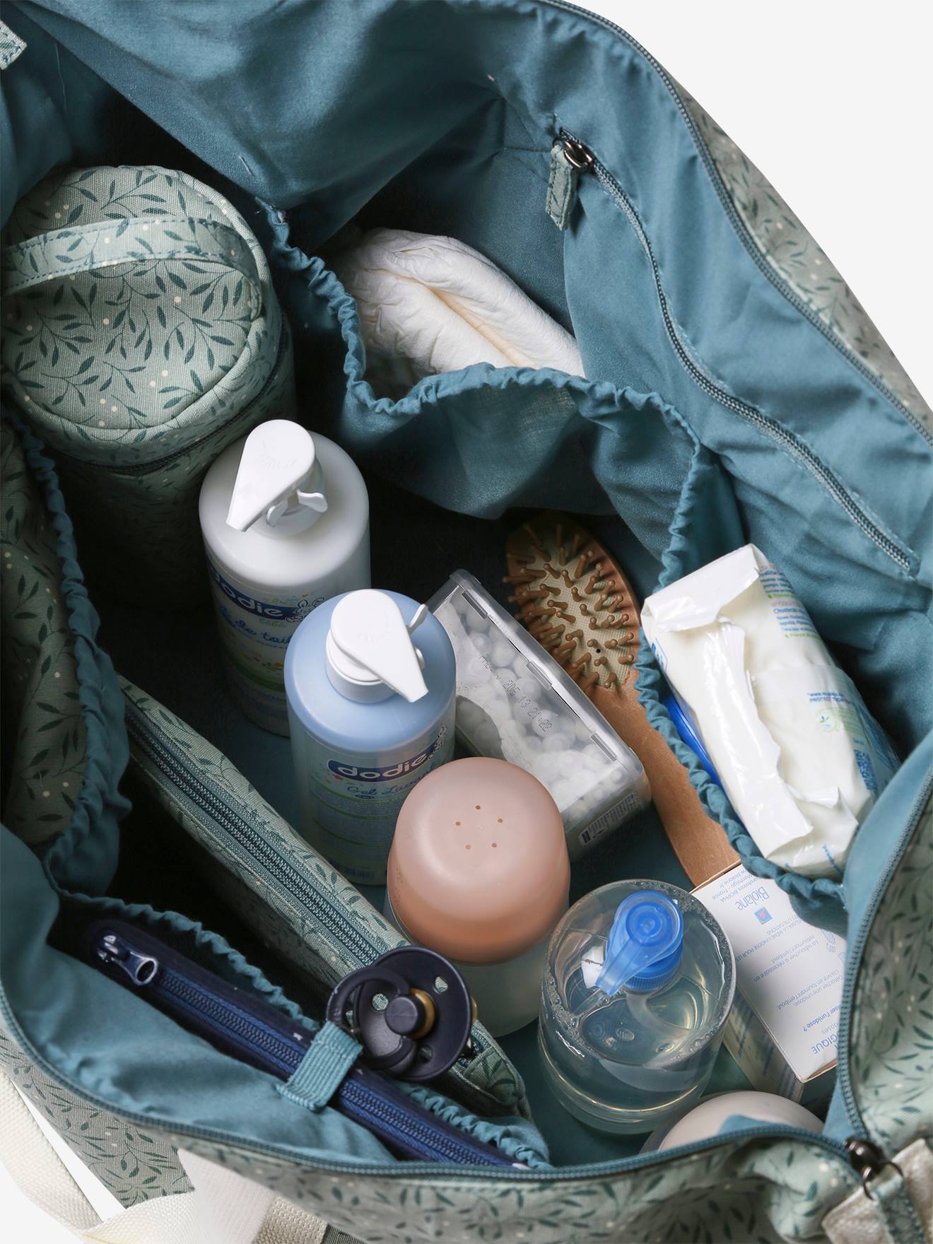 Vertbaudet Weekender Wickeltasche MALAGA - weiß/grün bedruckt