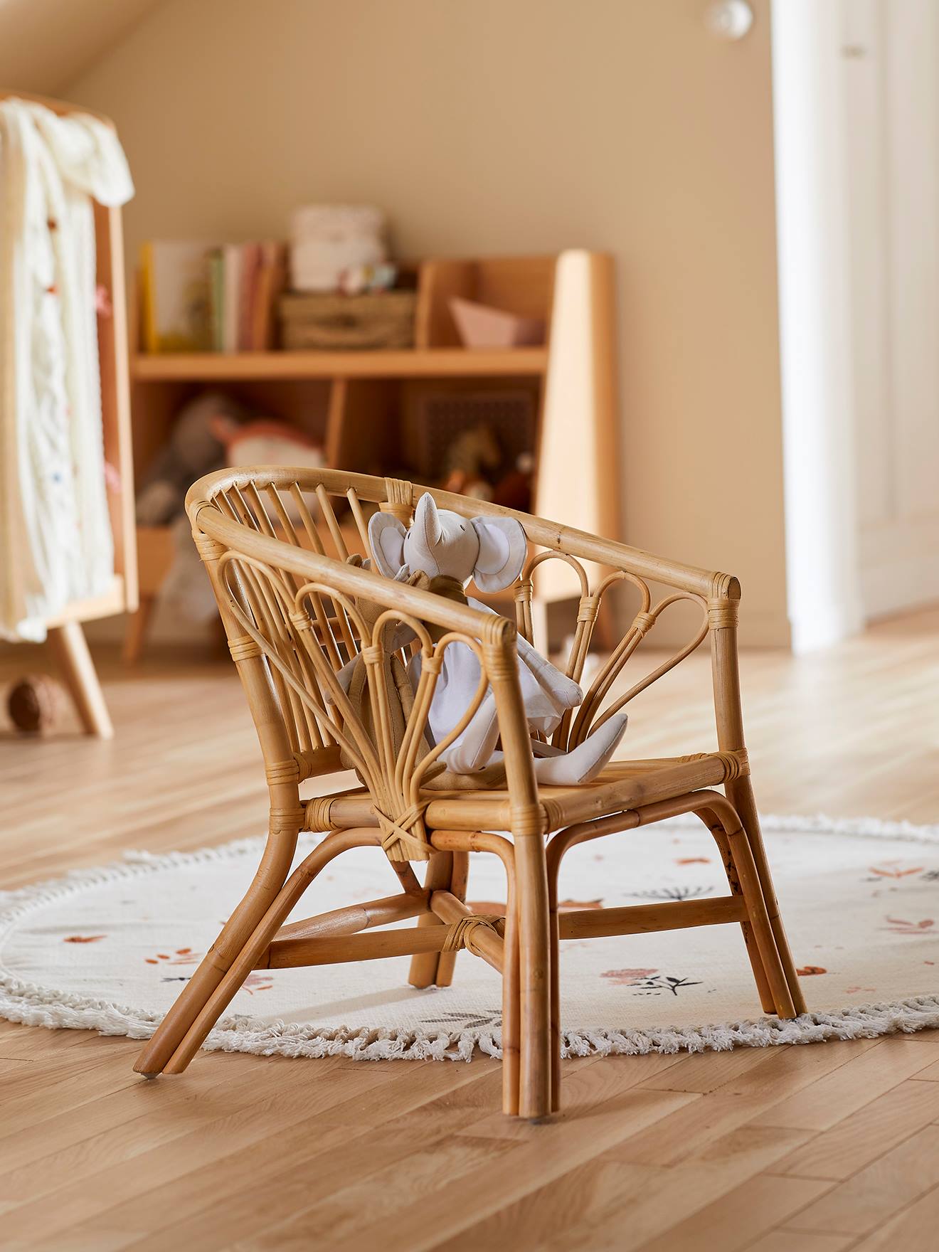 Vertbaudet Kinderzimmer Sessel aus Rattan BOHO - natur/blumenform