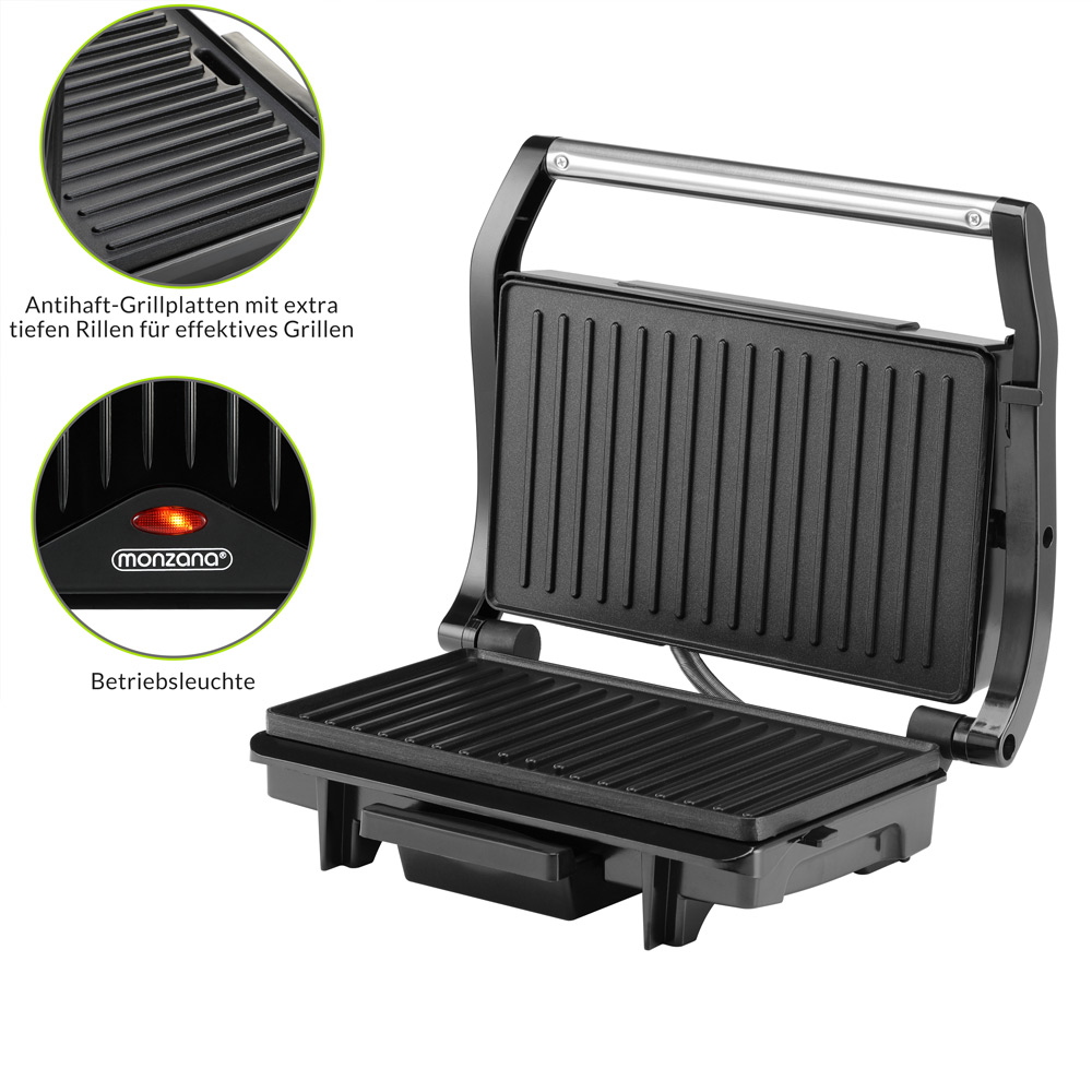 Monzana Kontaktgrill Schwarz 1500W