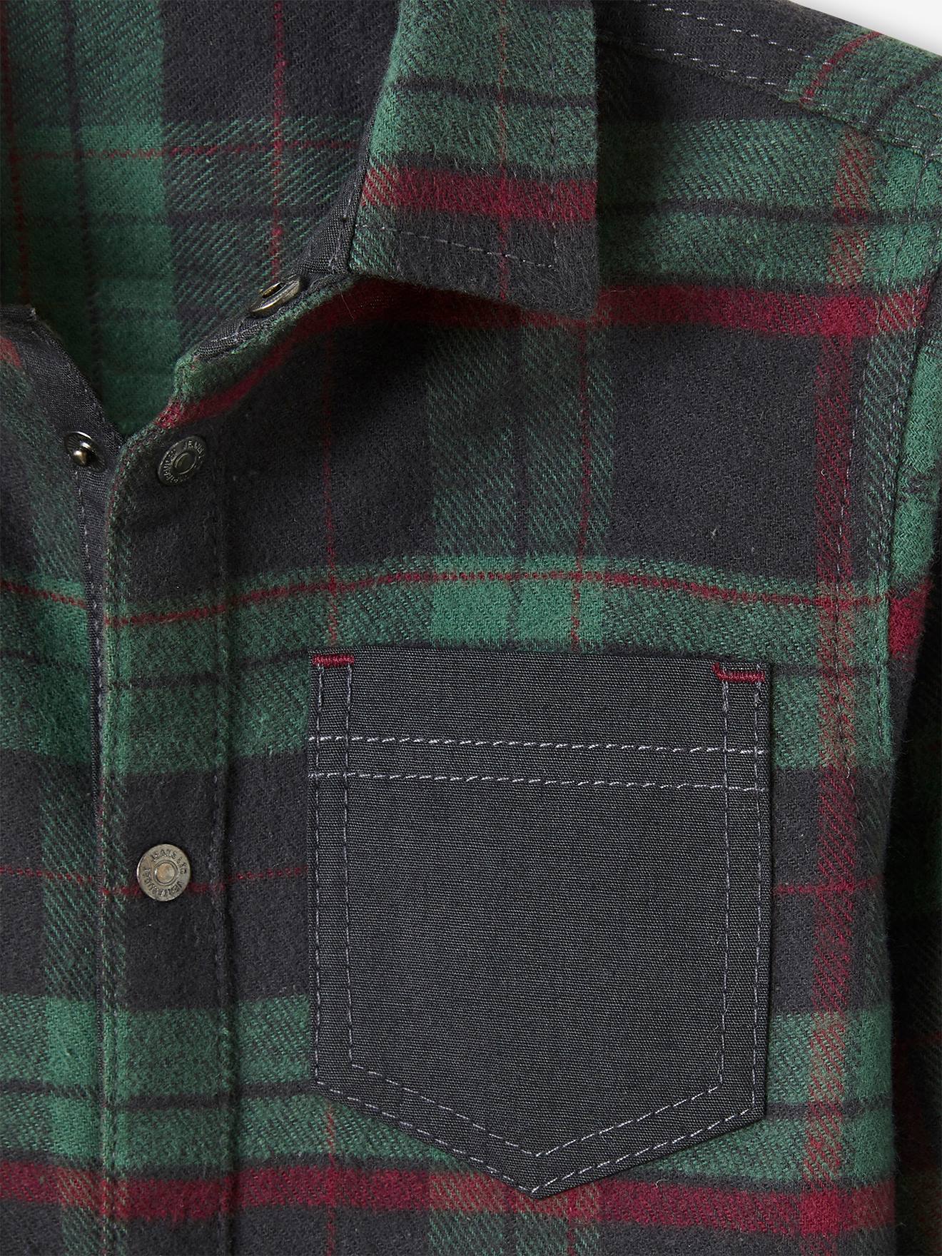 Chemise à carreaux esprit flanelle garçon carreaux vert fonce