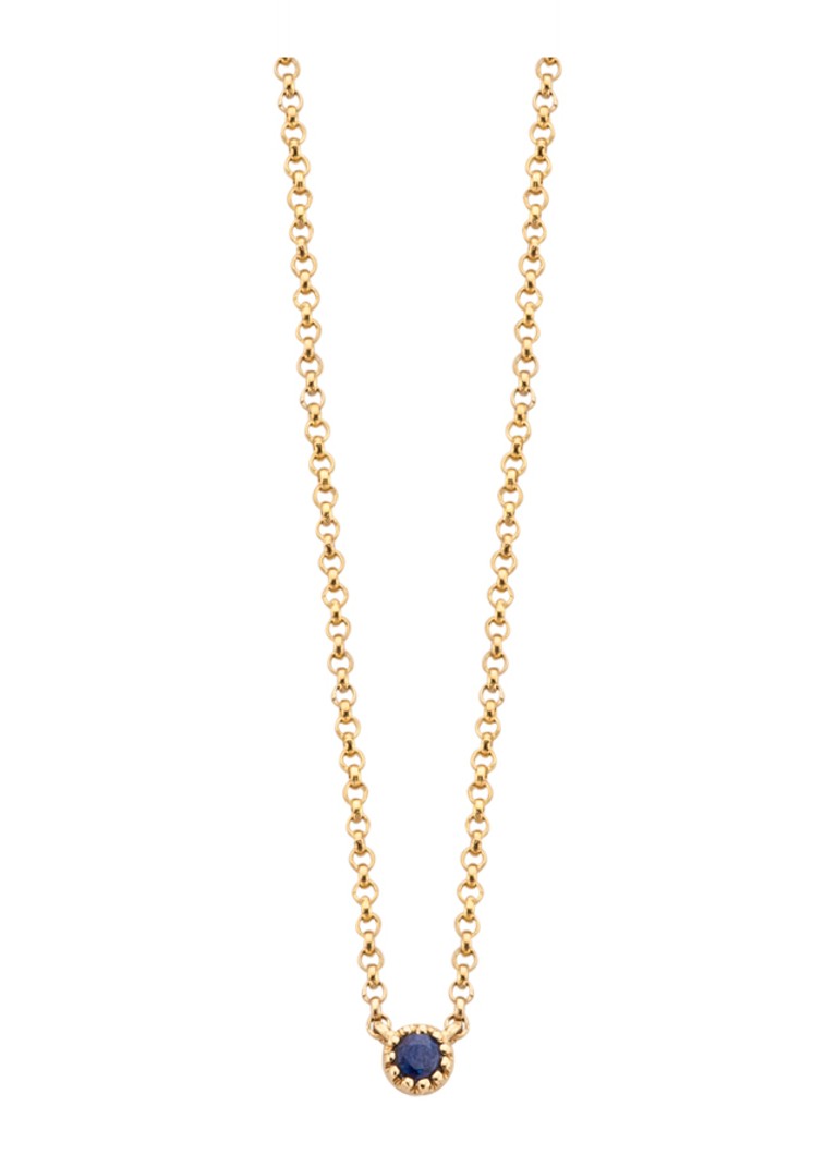 Diamond Point Yellow gold necklace 0.05 ct blue sapphire Joy