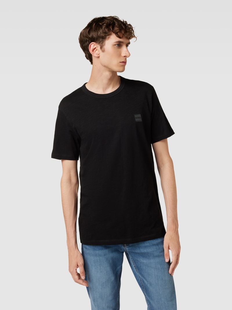 T-Shirt mit Logo-Stitching Modell 'TEGOOD' in schwarz