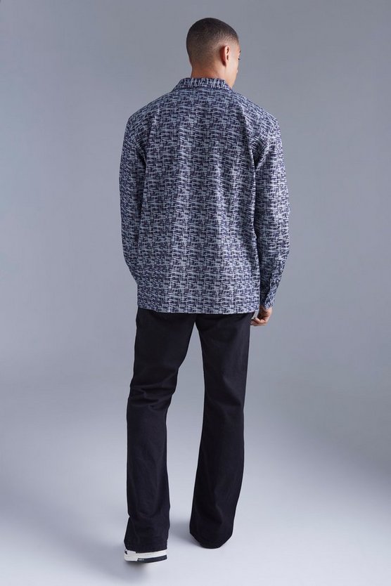 Langärmliges strukturiertes Oversize Hemd in Denim-Optik