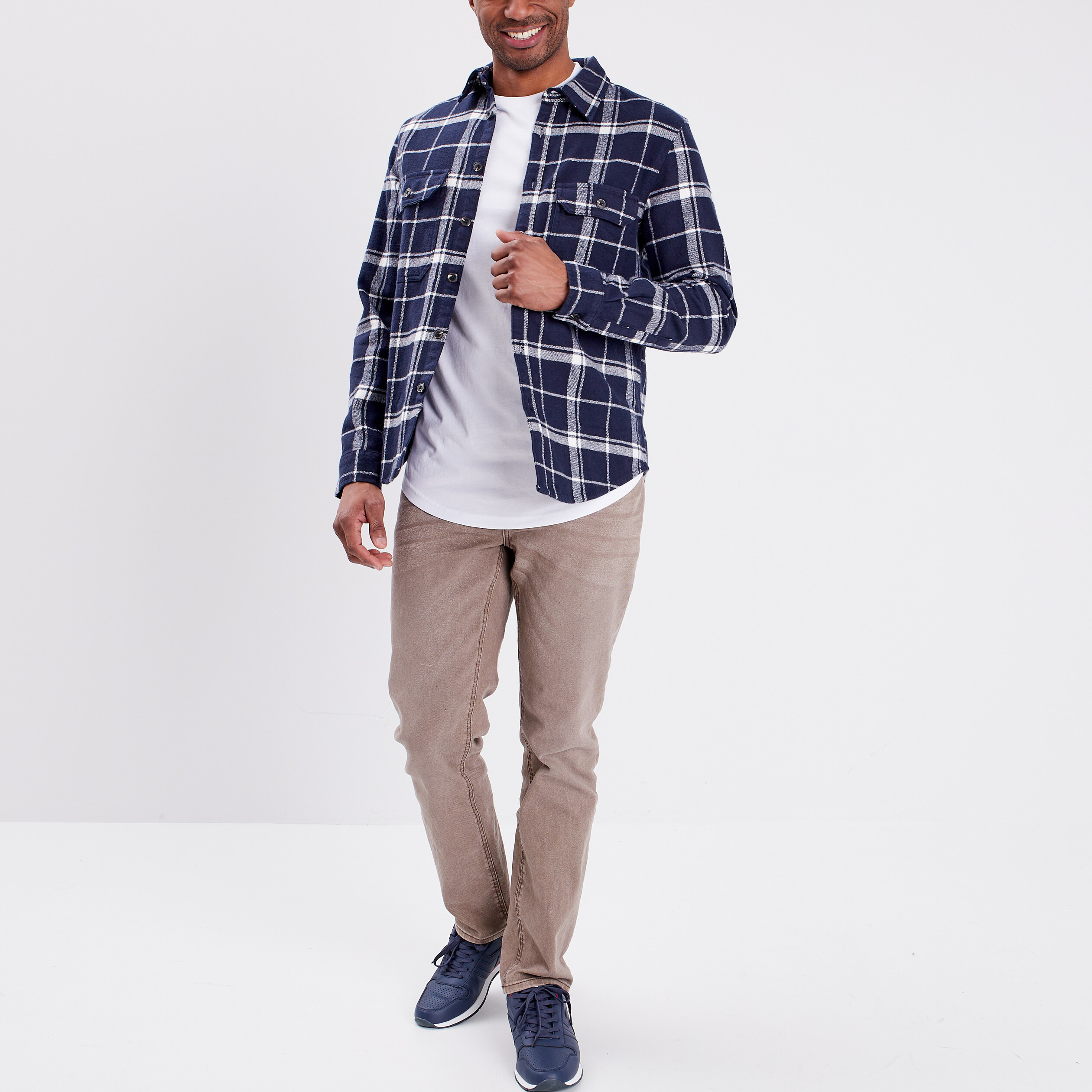 Surchemise coton manches longues Creeks bleu marine homme | La Halle