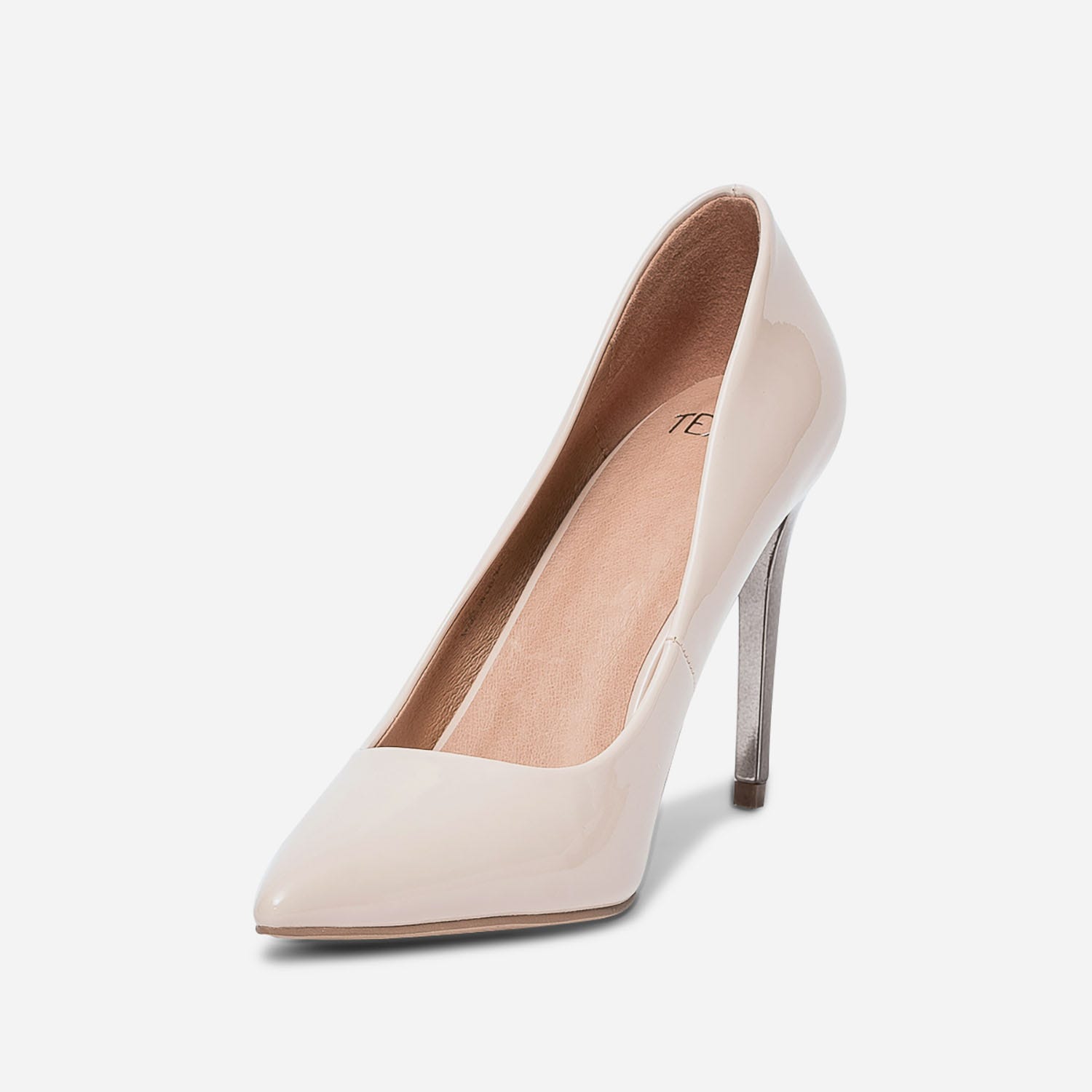 Stiletto TEXTO nude verni à talon miroir