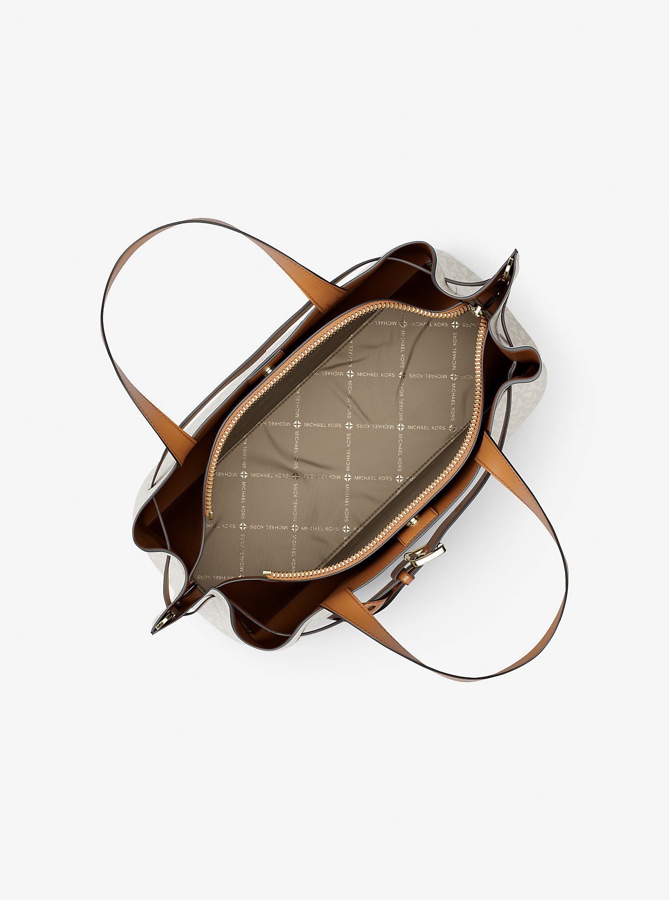 Średniej wielkości torba Emilia Signature Logo Satchel – WANILIA/ŻOŁĄDŹ