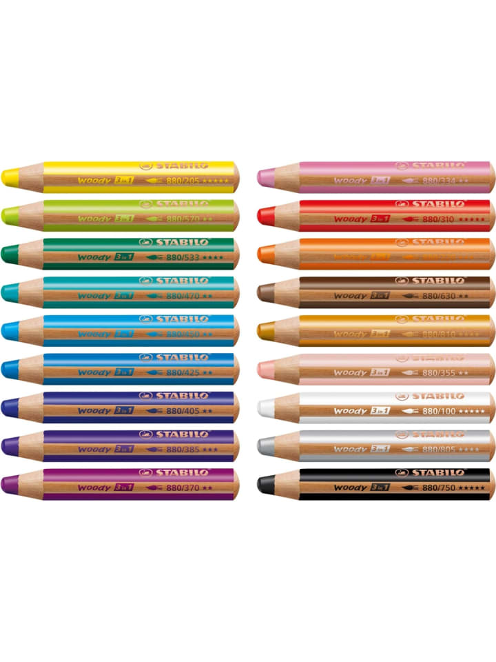 STABILO Multitalent-Stift woody 3 in 1 Packung mit 18 Stück   1 Spitzer   1 Pinsel günstig kaufen onesize