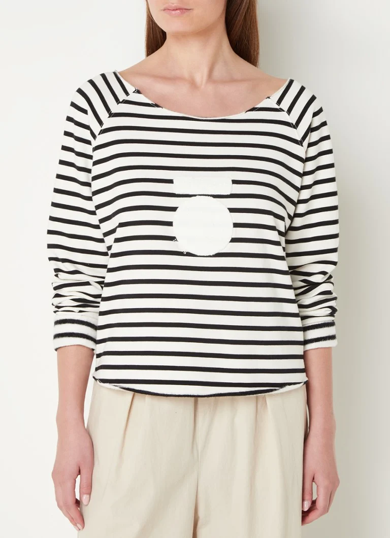 10DAYS  Icon cropped sweater in biologische katoenblend met streeppprint en logoborduring