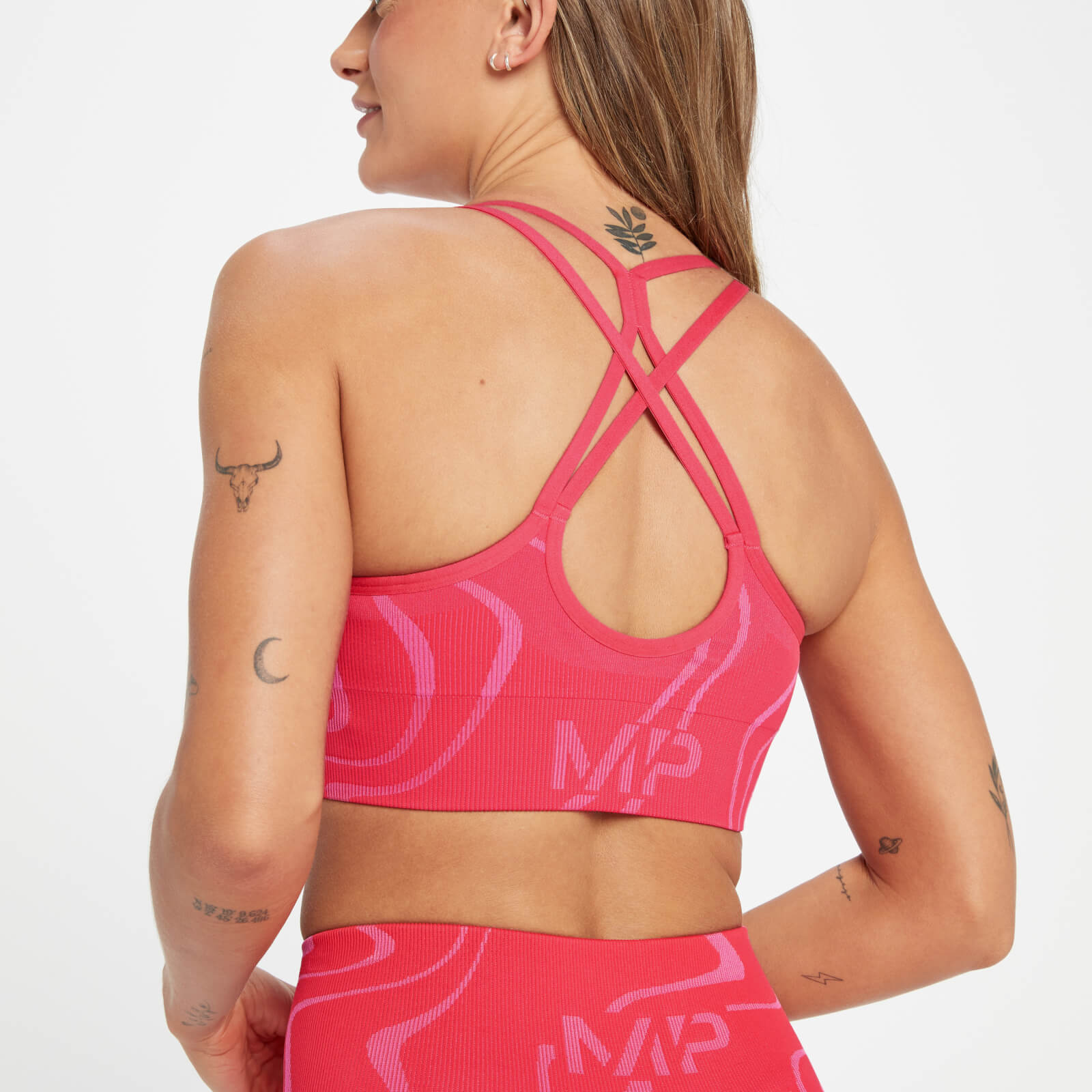 Brassière de sport sans coutures MP Tempo Wave pour femmes – Rouge