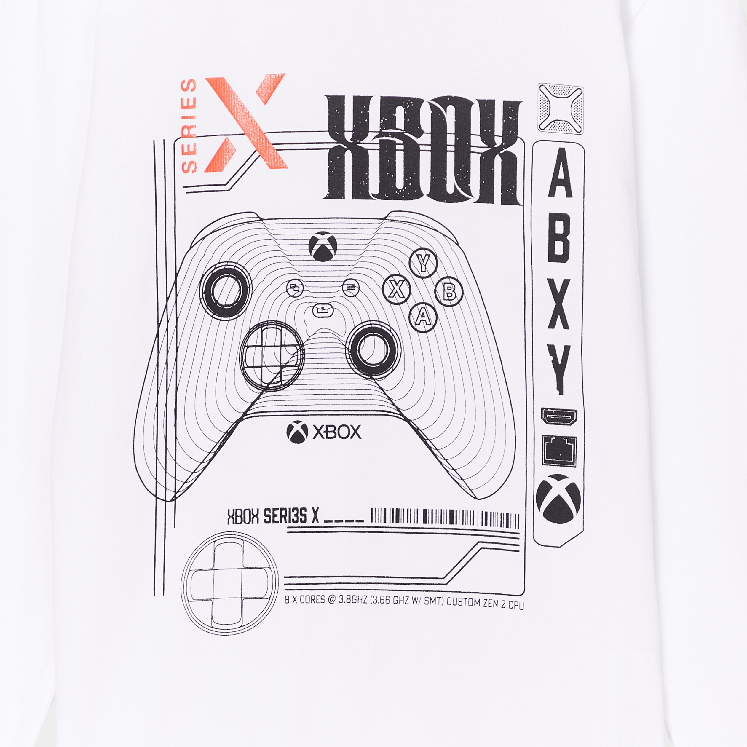 T-shirt col bord-côte coton Xbox blanc garçon | La Halle