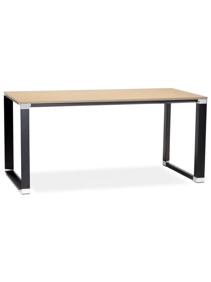 KADIMA DESIGN Schreibtisch 160x80 cm minimalistisch Chromdetails in Beige-Schwarz günstig kaufen