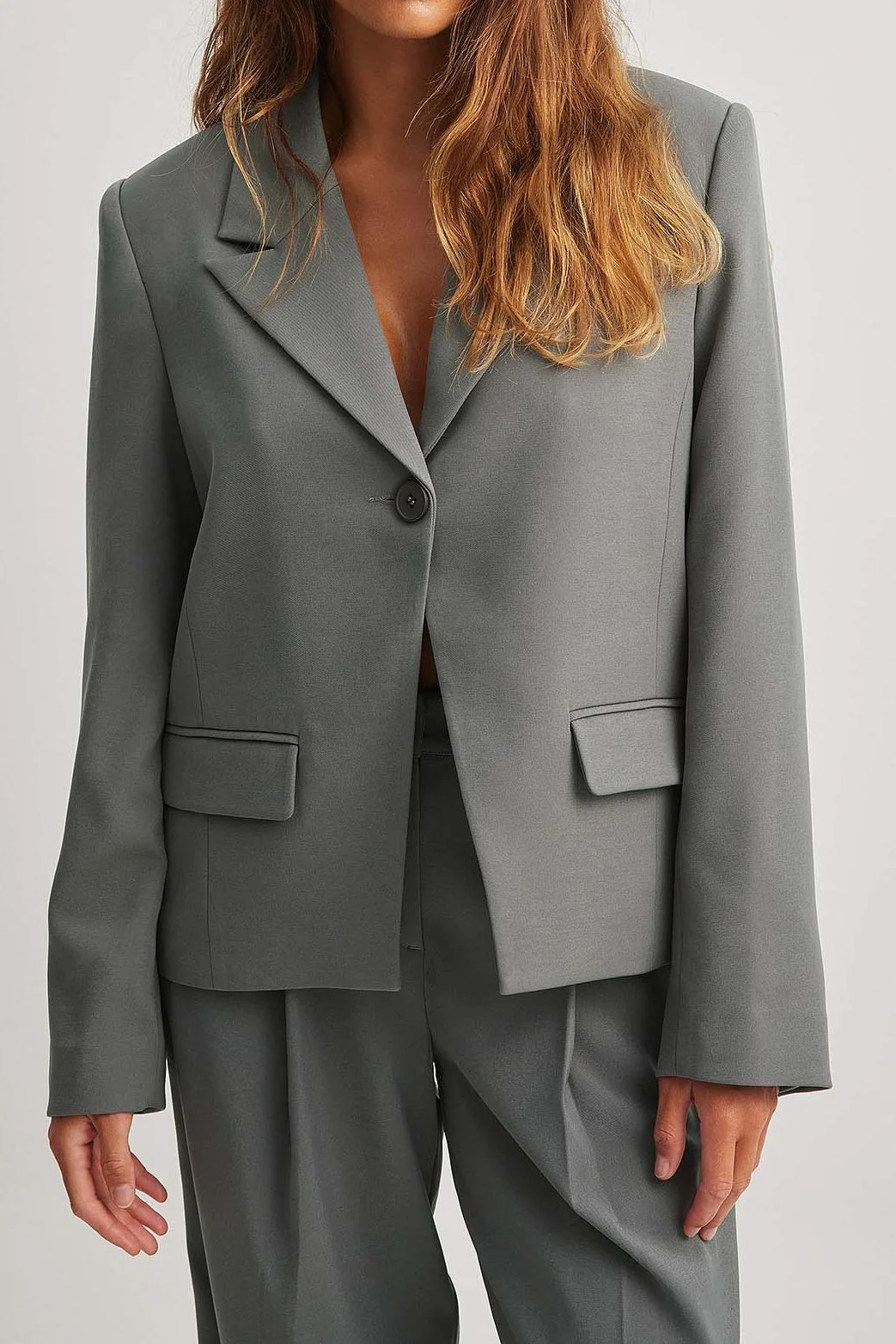 Boxy One Button Blazer