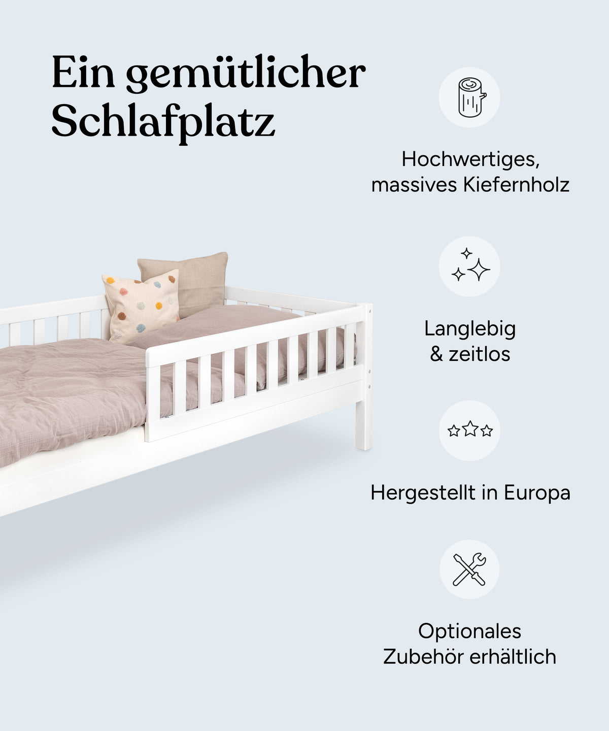 Kinderbett Kiefer Weiß