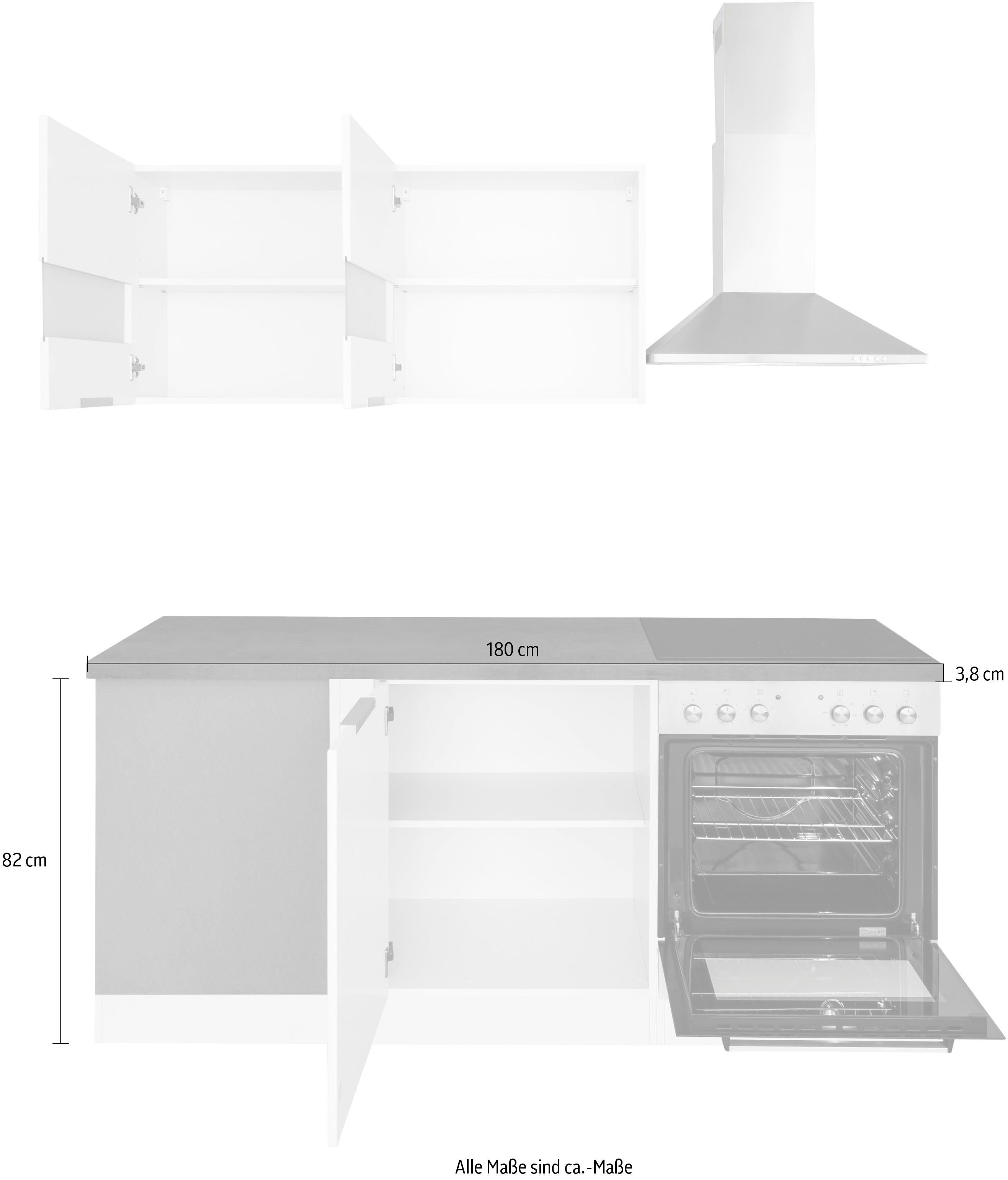 HELD MÖBEL Küche Luhe, Stellbreite 240x180 cm, wahlweise mit oder ohne E-Geräten, MDF-Fronten