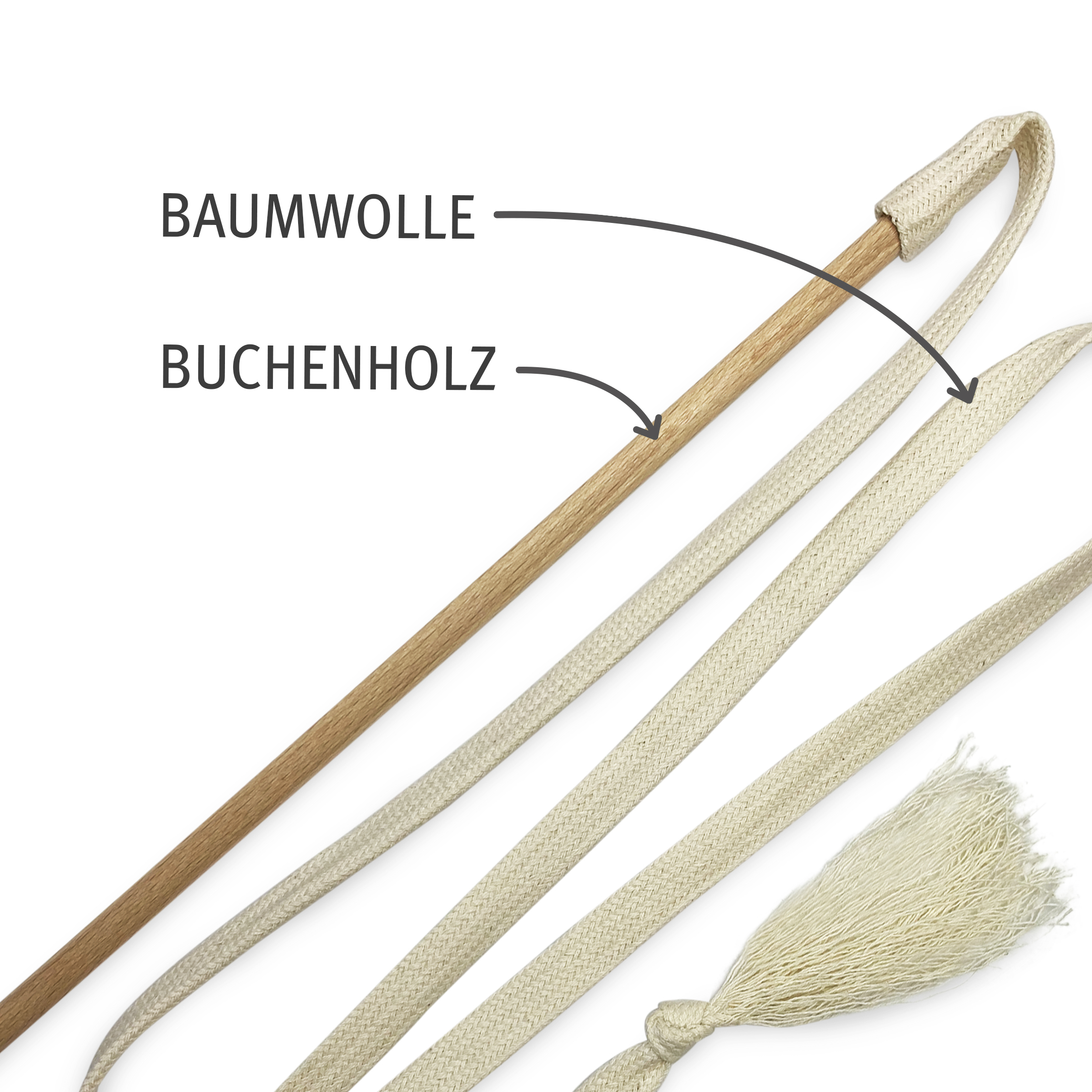 Kater Kasimir Katzenangeln Kater Kasimir Premium Katzenspielzeug aus Buchenholz mit Baumwollband (weiss)