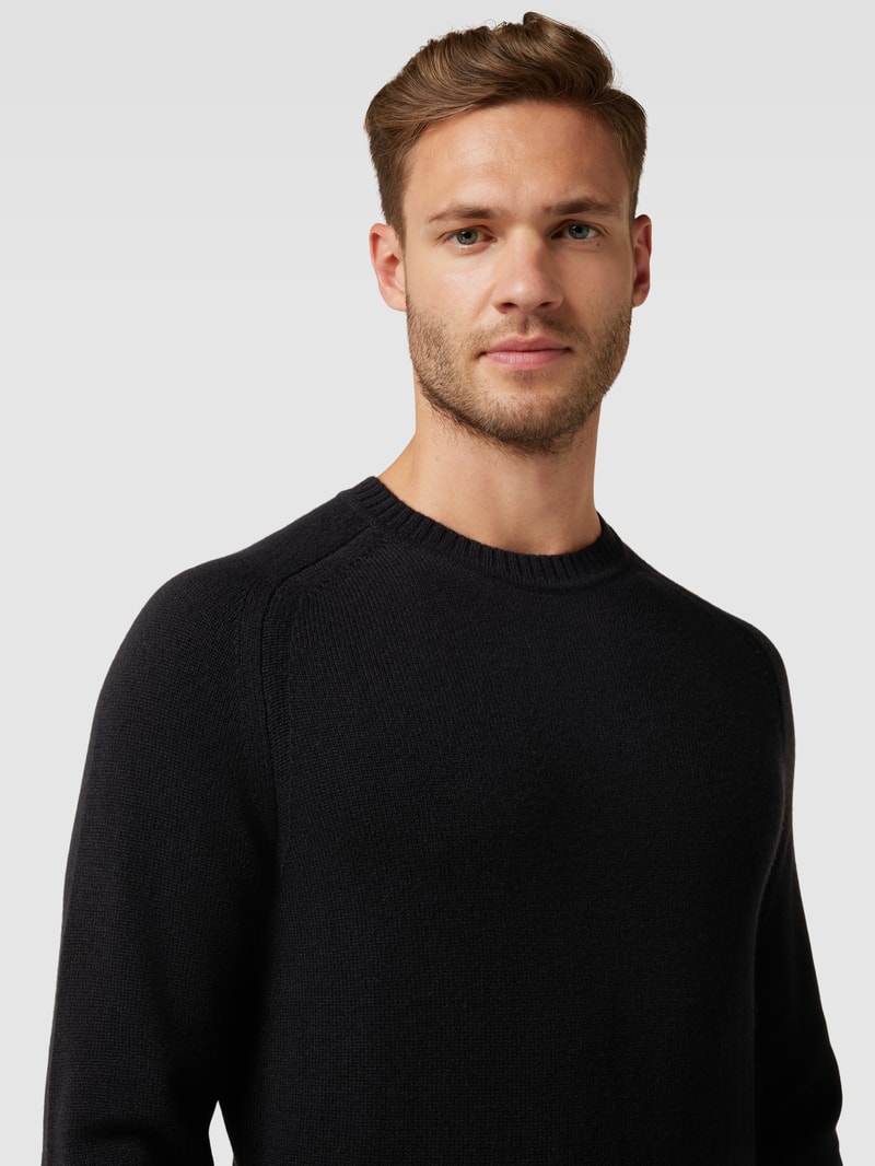Kaschmirpullover mit Rundhalsausschnitt Modell 'Maglio' in schwarz