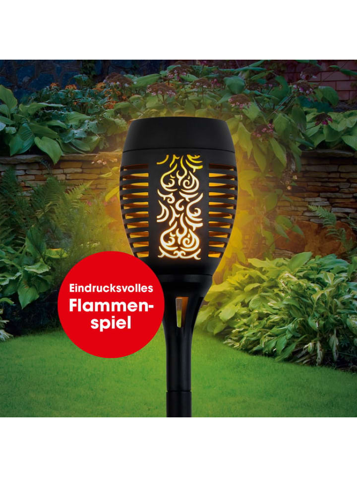 EASYmaxx Solar Fackel mit LED-Flammeneffekt - schwarz  Garten Deko günstig kaufen onesize