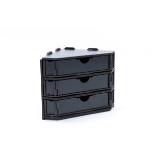 Black Paint Rack: Endstück mit Schubladen