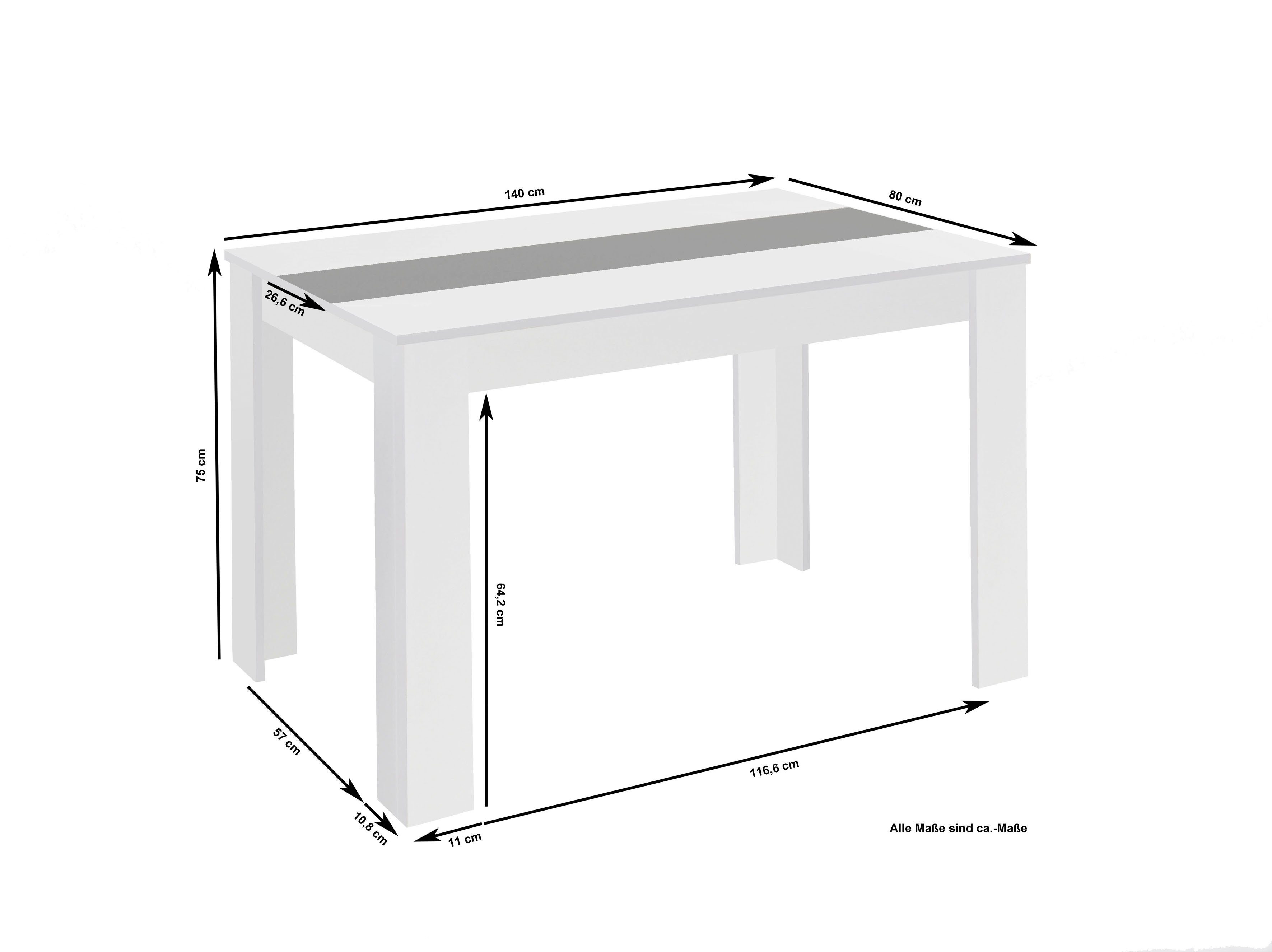 byLIVING Esstisch Nori, Breite 120, 140 oder 160 cm, Mittelplatte wendbar