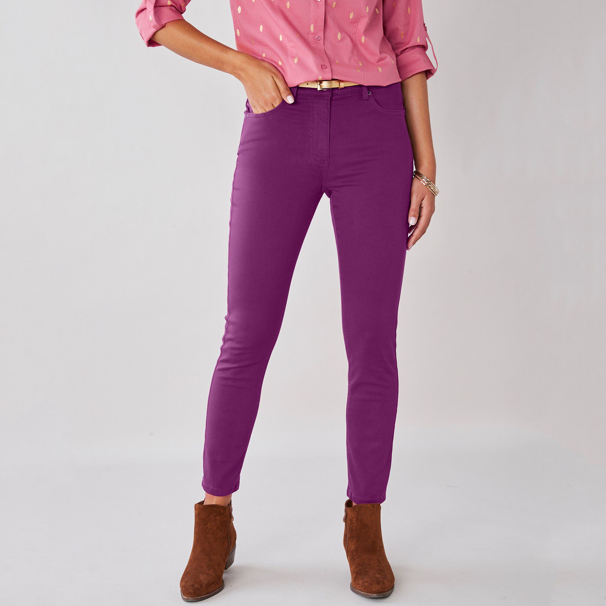 Pantalon 7/8ème fuselé stretch uni