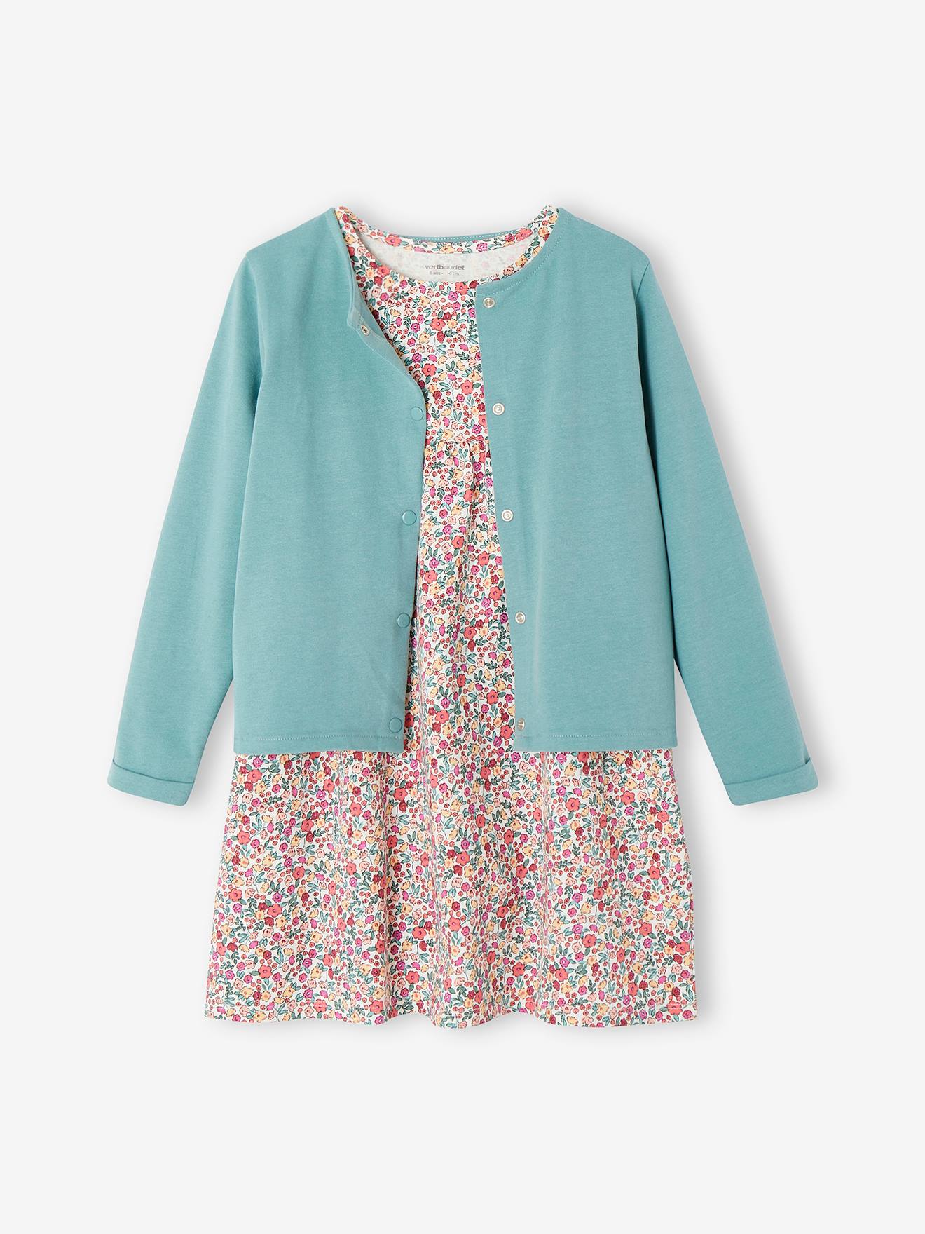 Vertbaudet Mädchen-Set: Kleid + Cardigan Oeko Tex - malve