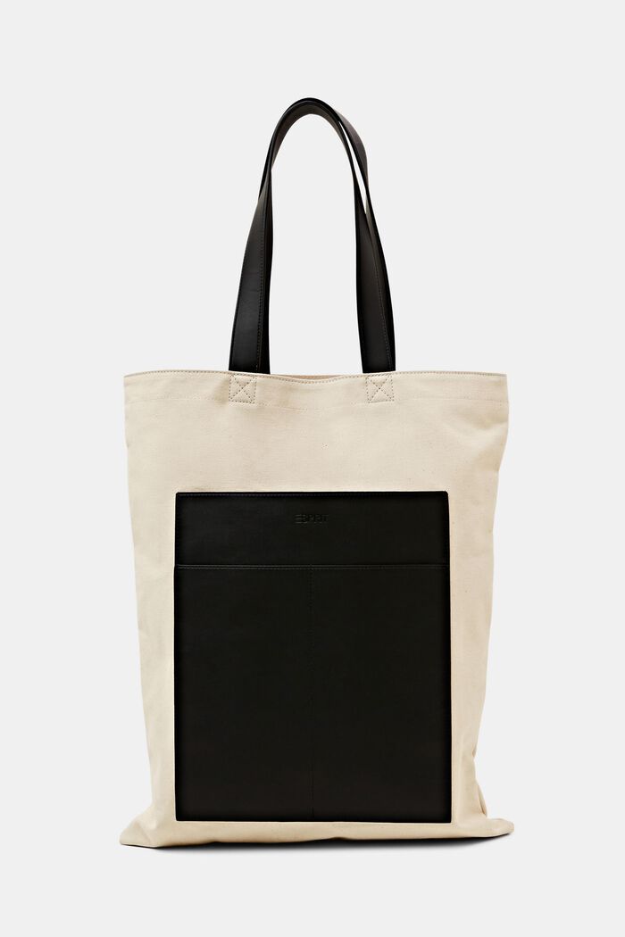 Tote aus Baumwollcanvas mit Details in Lederoptik
