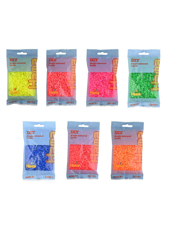 Hama 7tlg. Set: Midi-Bügelperlen-Set Neon in bunt günstig kaufen onesize