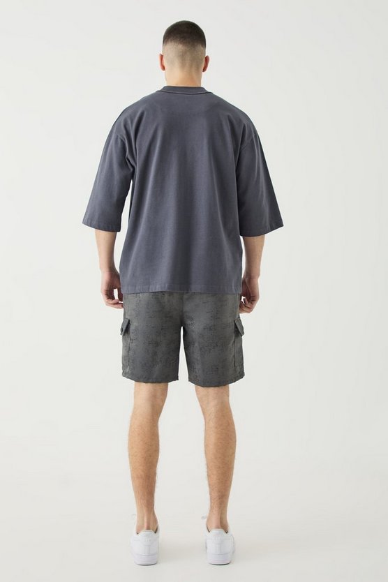 Tall strukturierte Cargo-Shorts mit elastischem Bund