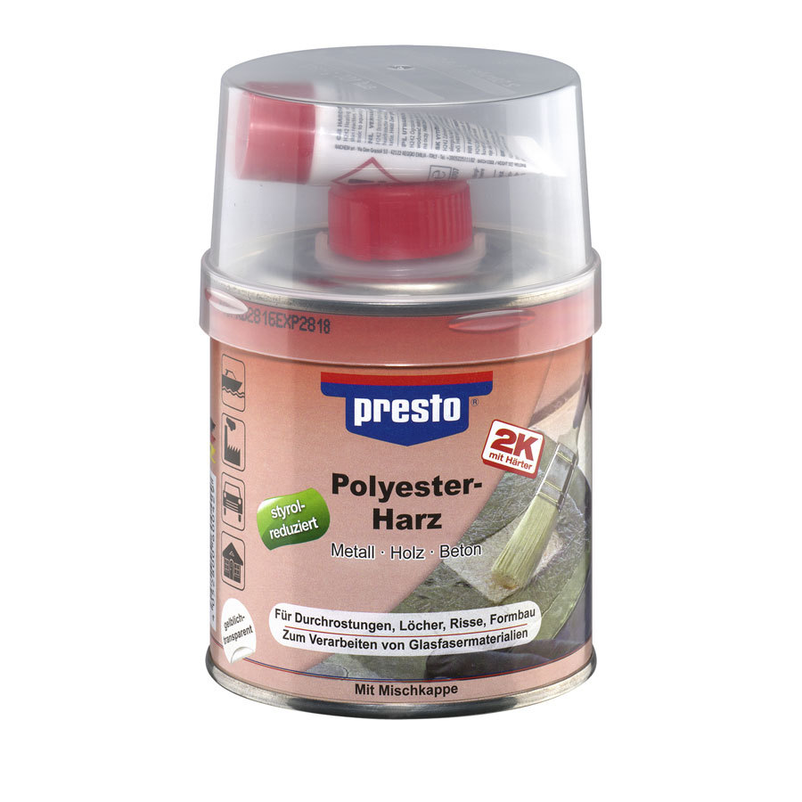 Presto Polyesterharz und Härter, gelblich transparent, 250 g - ATU