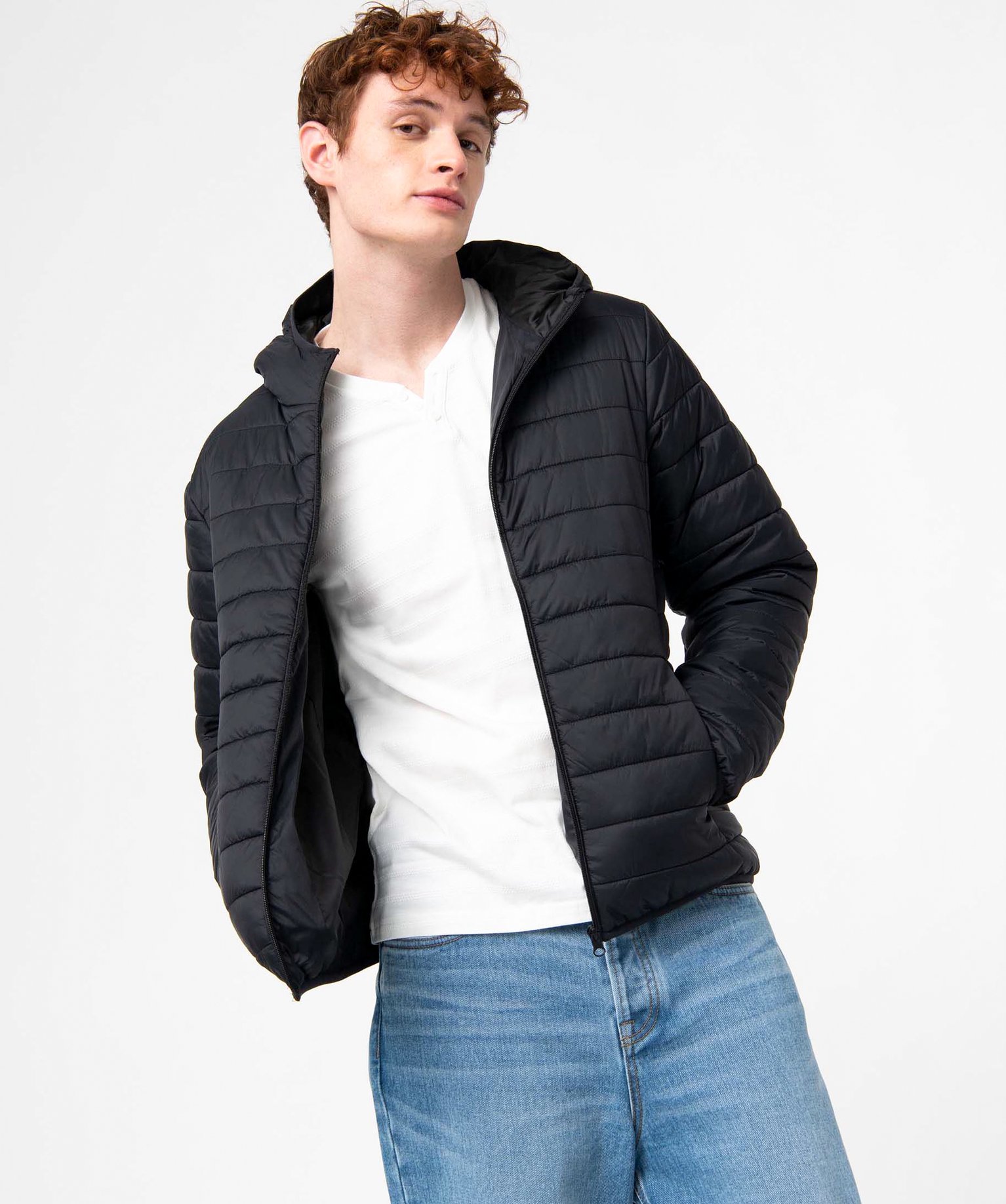 Doudoune homme fine avec capuche noir | GEMO