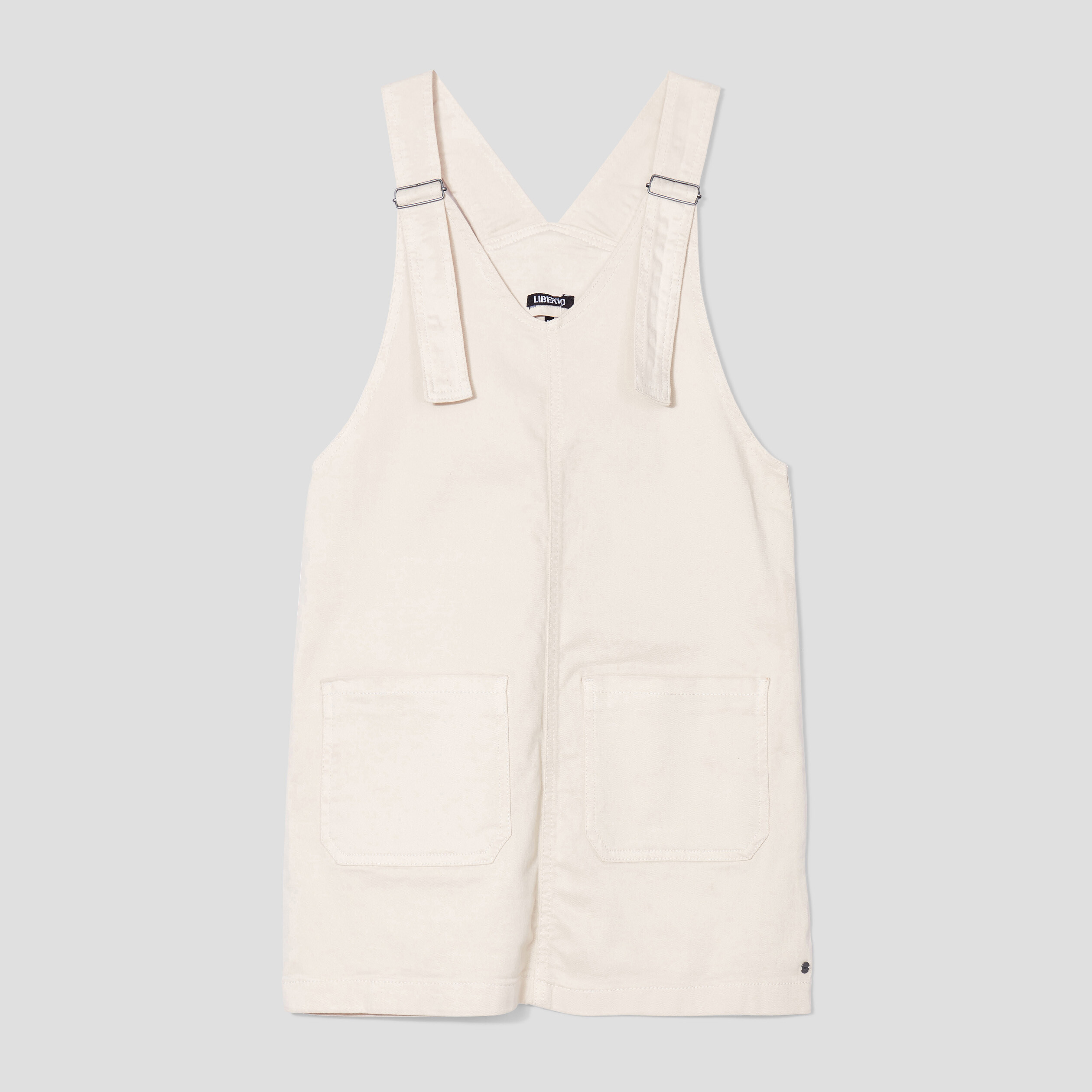 Robe salopette courte en jean Liberto sable femme | La Halle