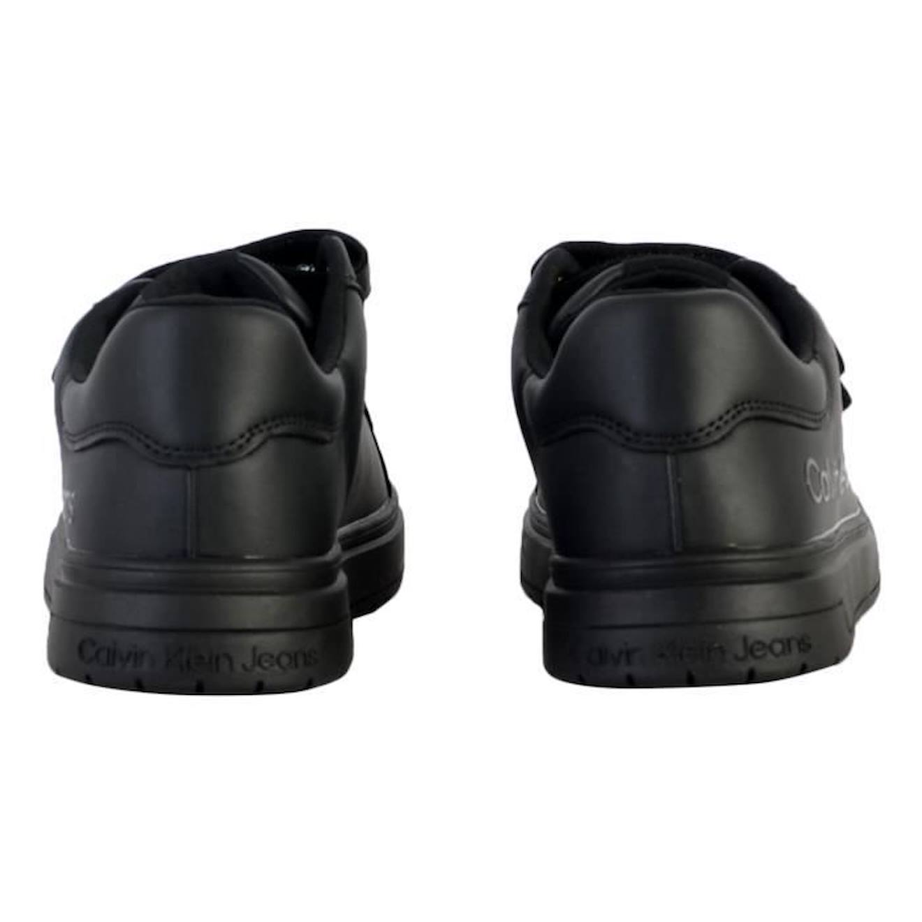 Basket Cuir Calvin Klein Jeans Juniors Low Cut Velcro noir