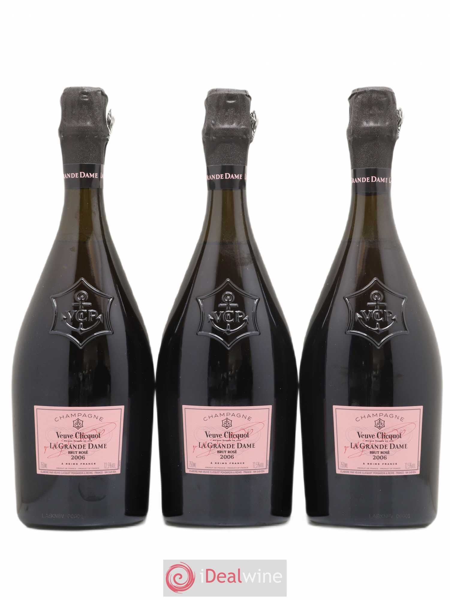 La Grande Dame Veuve Clicquot Ponsardin Brut  2006 - Lot de 3 Bouteilles