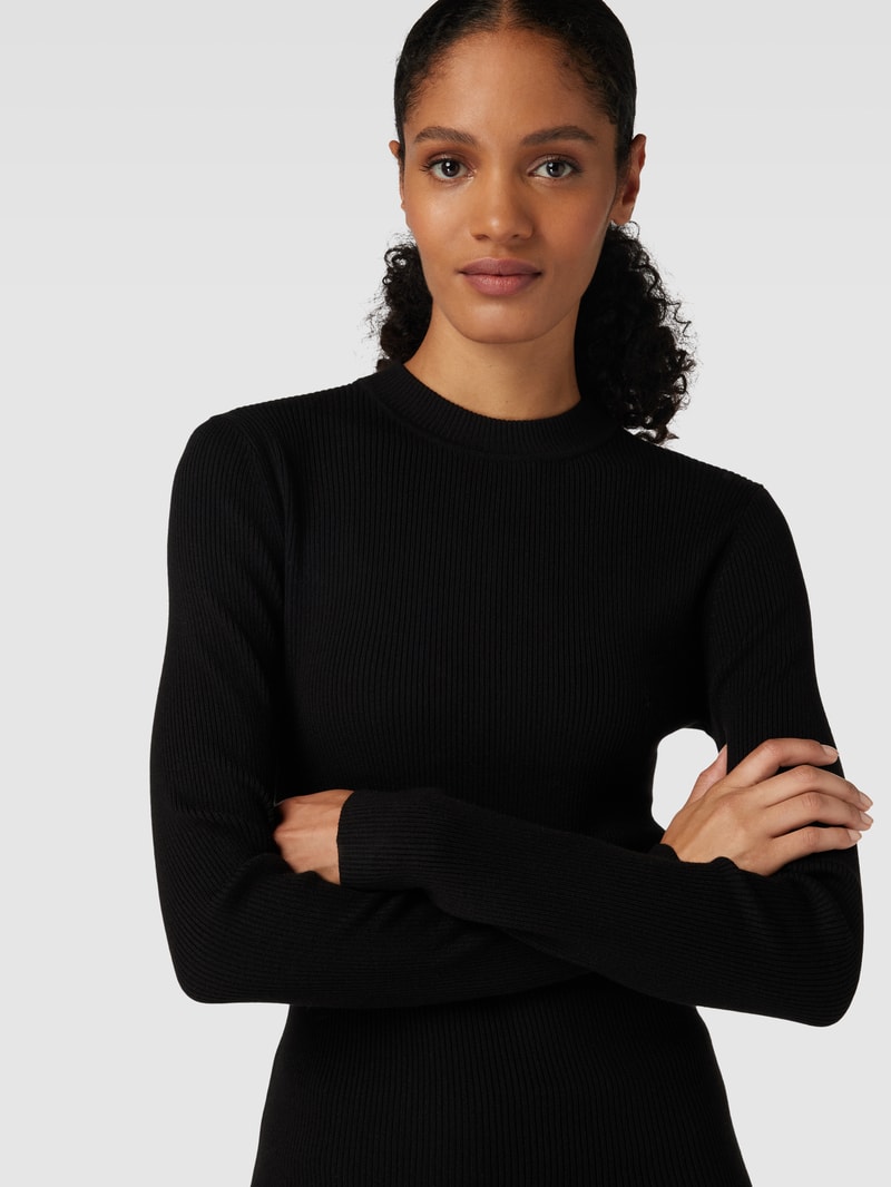 Strickpullover mit Feinripp Modell 'Peffa' in schwarz