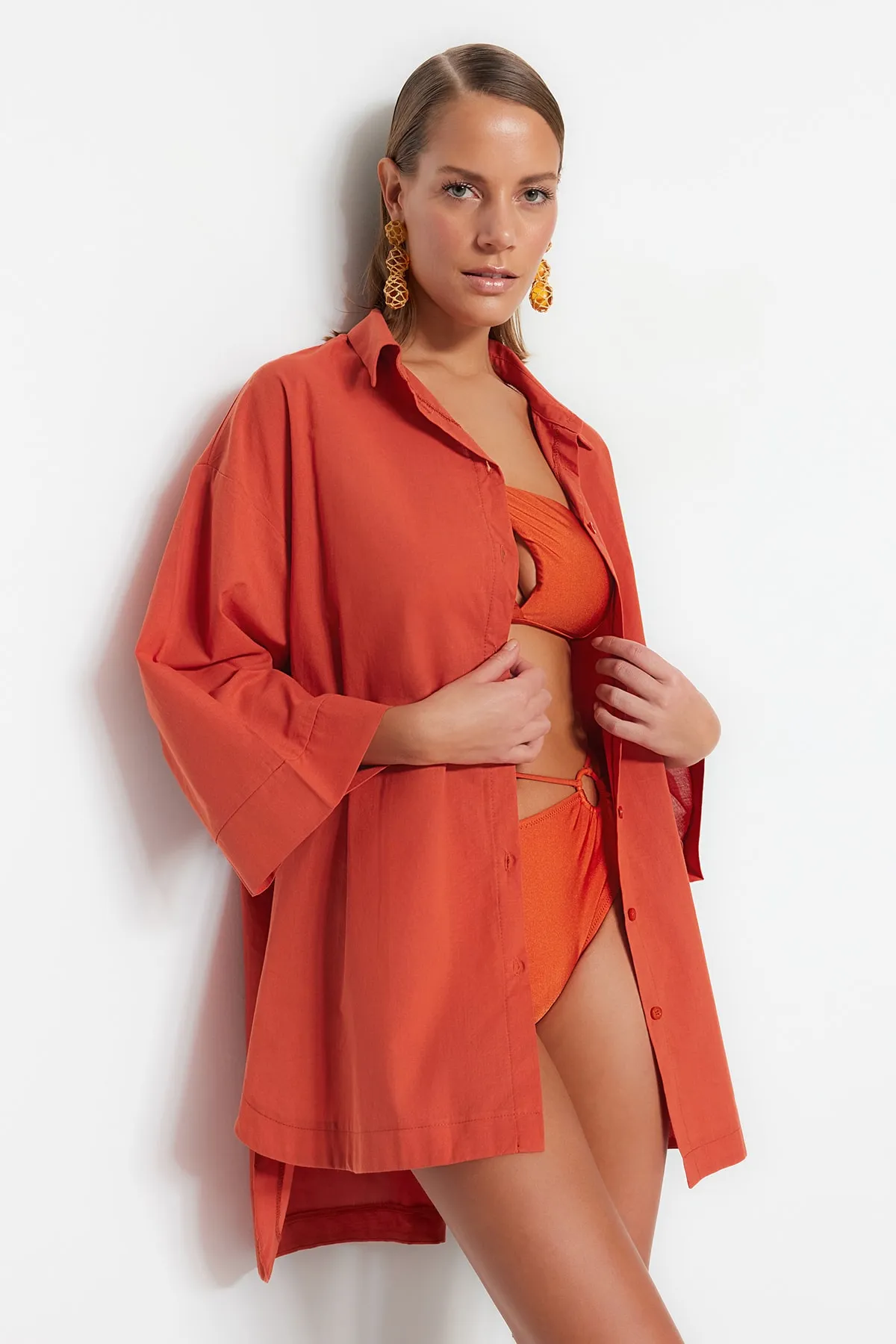 Trendyol Collection  Hemd - Braun - Oversized
