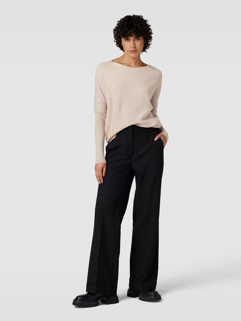 Strickpullover mit U-Boot-Ausschnitt in beige meliert