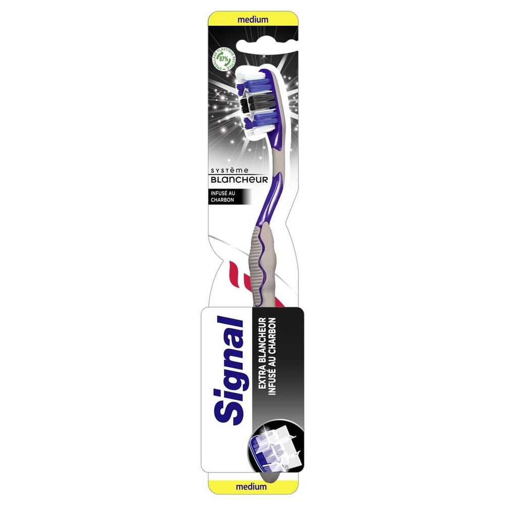 signal SIGNAL Brosse à Dents Système BlancheurInfusé au Charbon Medium x1 Brosse à dents