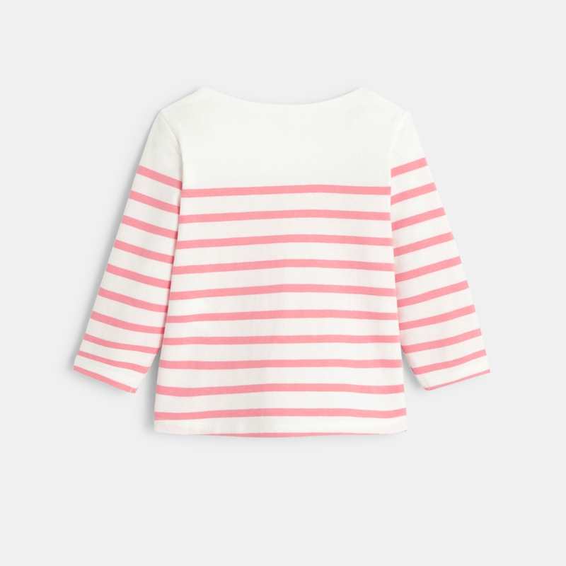 T-shirt marinière rayé rose bébé fille