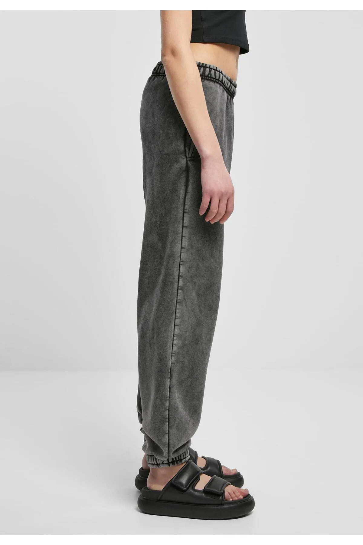 Urban Classics  Damen Sweatpants mit hoher Taille und Stonewashed-Effekt