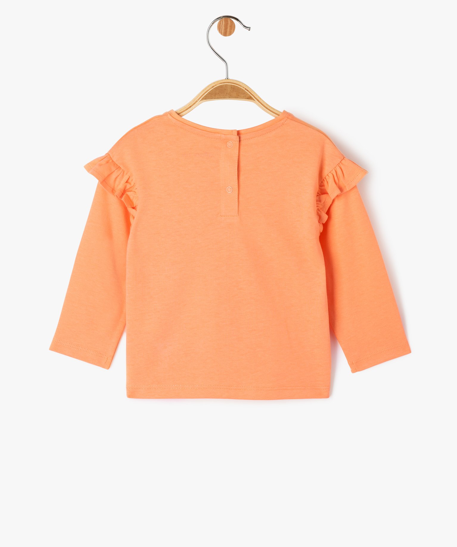 Tee-shirt manches longues à volant bébé fille orange | GEMO