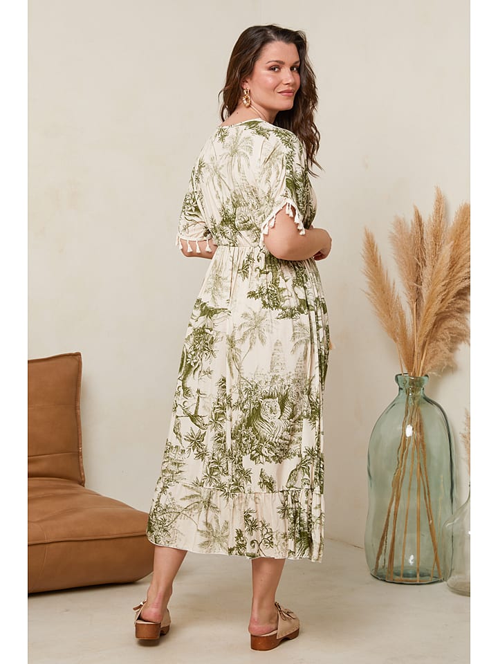 Curvy Lady Kleid in Khaki/ Creme günstig kaufen